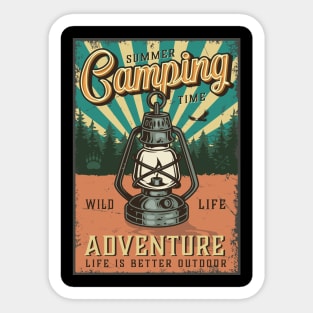 Summer Camping Time - Adventure Poster Sticker